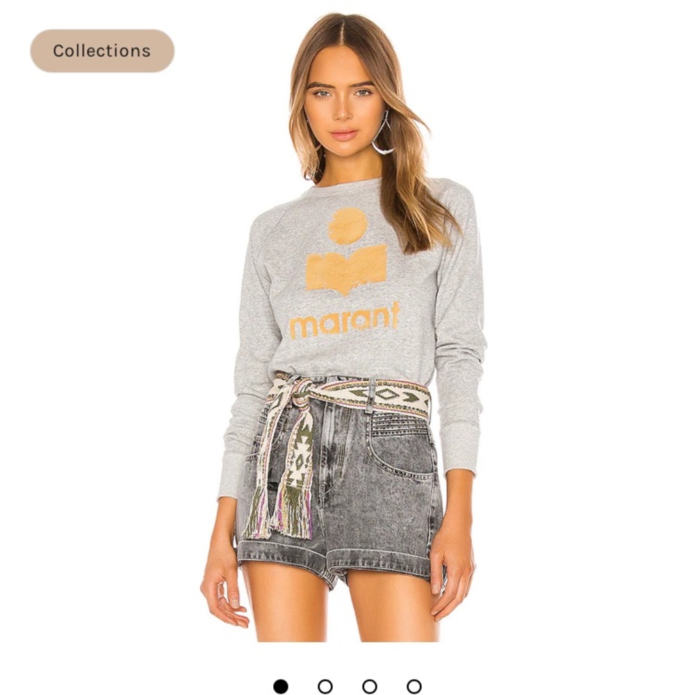 Isabel Marant Heather Gray Sweatshirt with Gold Logo